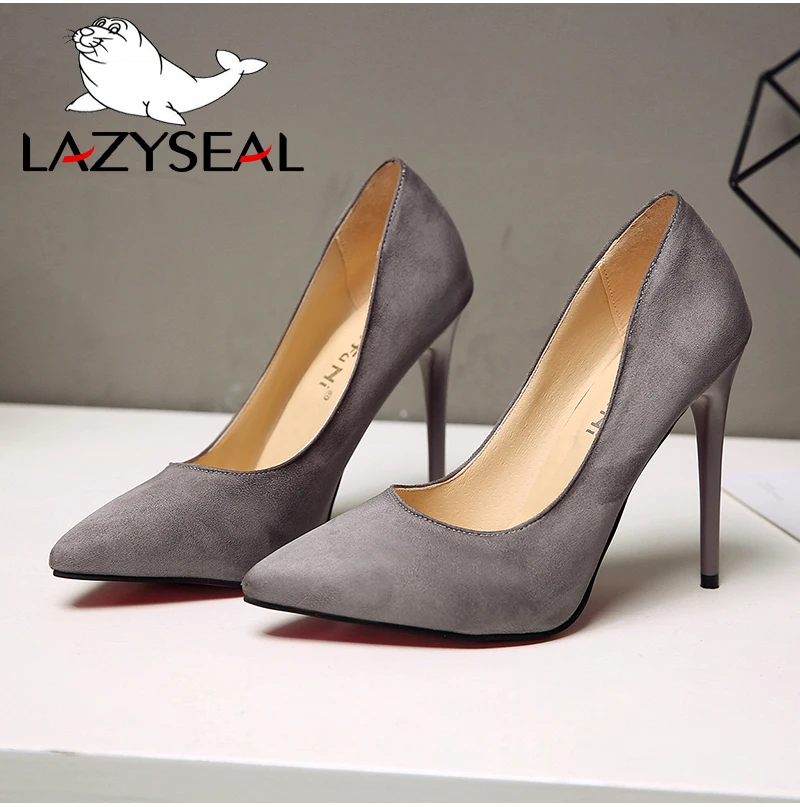 LazySeal/обувь; женские туфли-лодочки на шпильке; Простые сандалии из искусственной замши; однотонные; коллекция года; босоножки без застежки на высоком каблуке 11 см; женские пикантные туфли-лодочки
