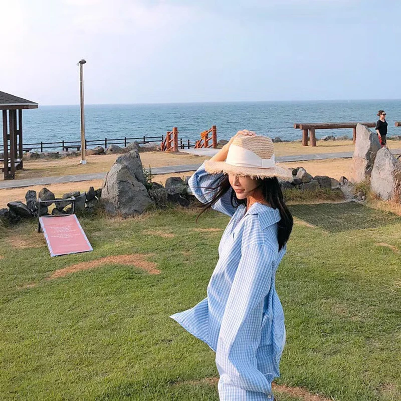 

2019 new sun hat ladies jazz top straw hat female wide-brimmed bow beach hat Raffiness straw hat straw hat sun hat TYM05