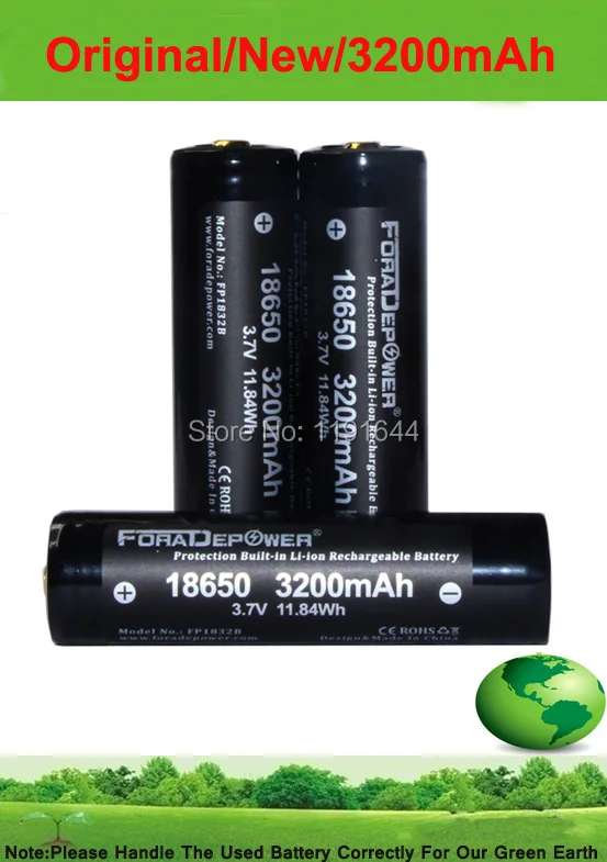 6 шт./лот Foradepower 3 7 V 18650 3200mAh Защищенный высококачественный охотничий фонарик