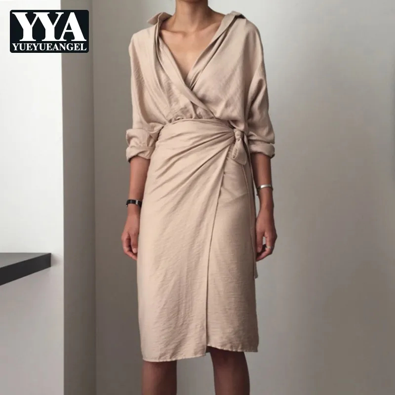 2021 сезон: весна-лето асимметричное сексапильное в винтажном стиле платье-рубашка