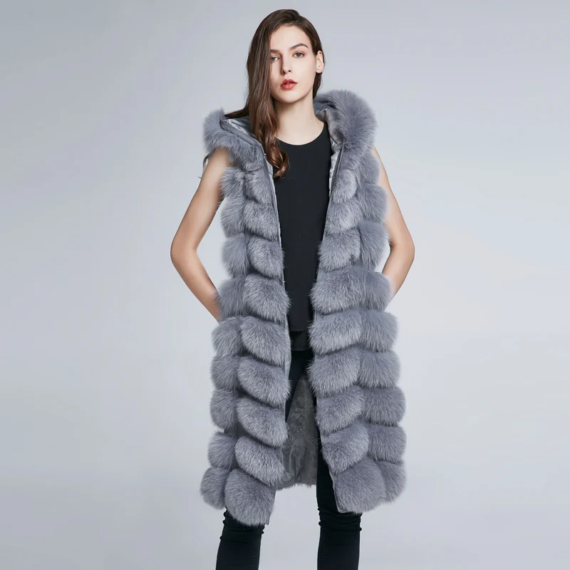 real fox fur ves from female natural fur coat genuine leather t feather warm stripes 2021winter enlarge