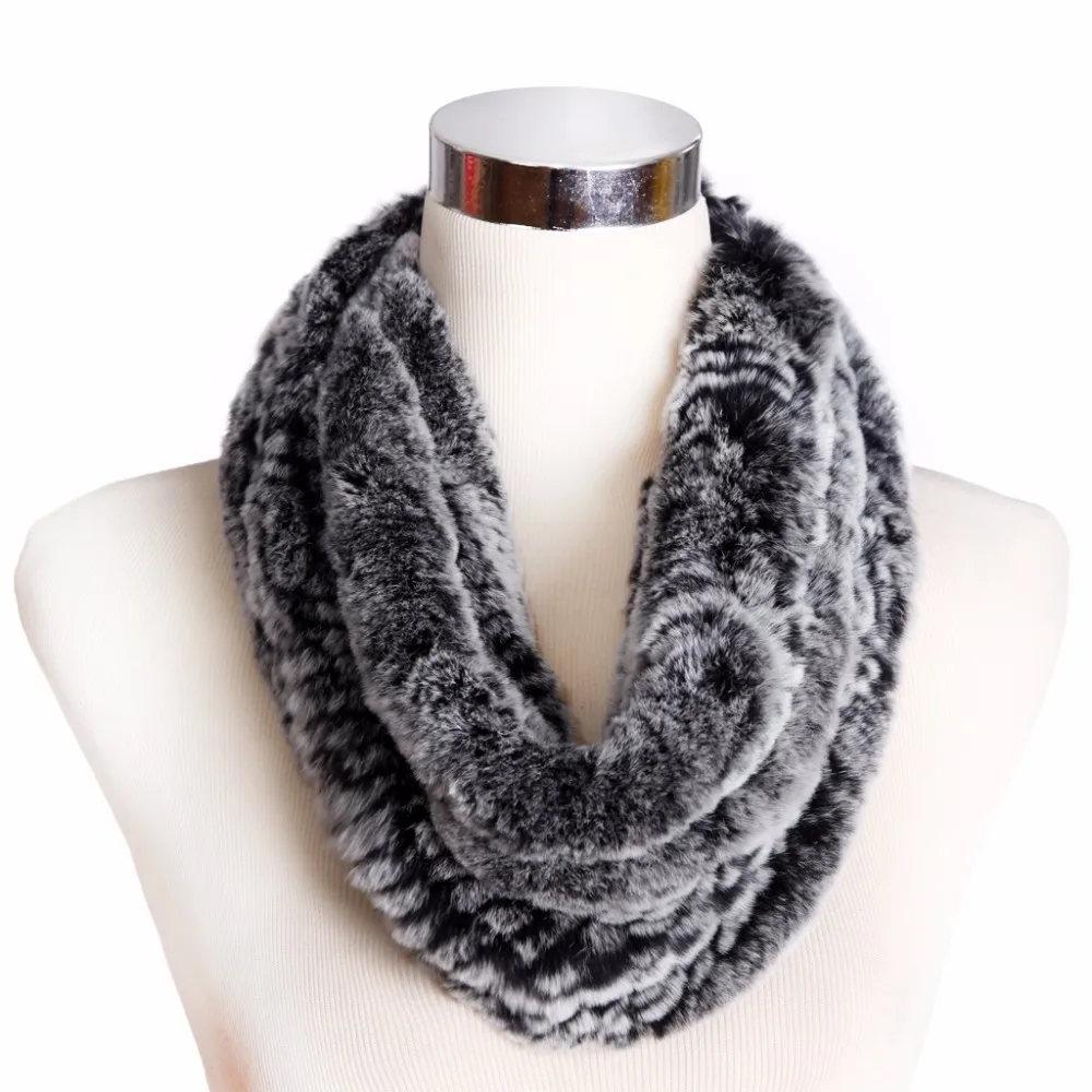 ZY86002 2016 Hot Sale Winter Fashion Multicolor Neckwarmers Genuine Knitted Rex Rabbit Fur Big Scarves Wraps Women Neck Scarf |