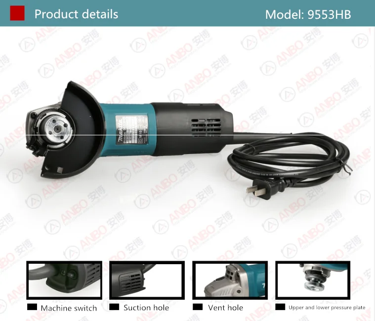 Makita 9553HB угловая шлифовальная машина, специальный электрический инструмент для шлифовальной машины резки
