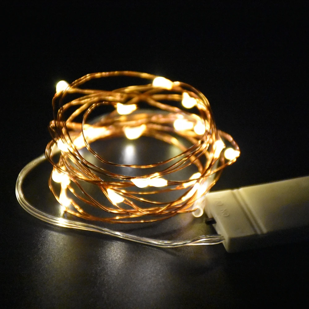 2 м 20 LED на батарейках медная проволока гирлянда для рождественской гирлянды