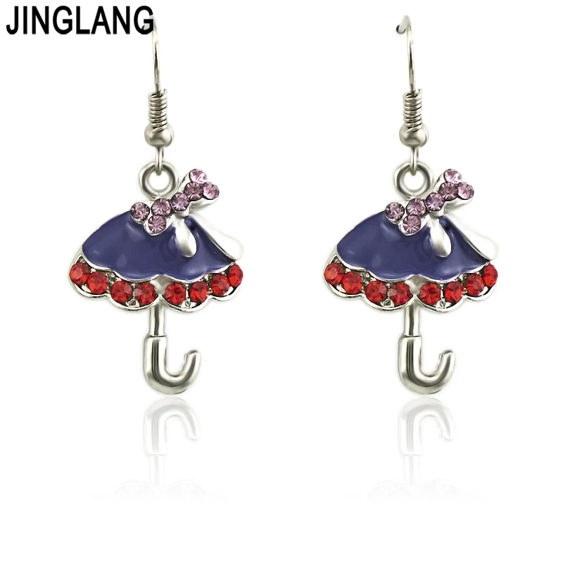 JINGLANG Fashion Elegant Shiny The Umbrella Jewelry Set for Women Girl Korean Simple Temperament Necklace Earrings | Украшения и