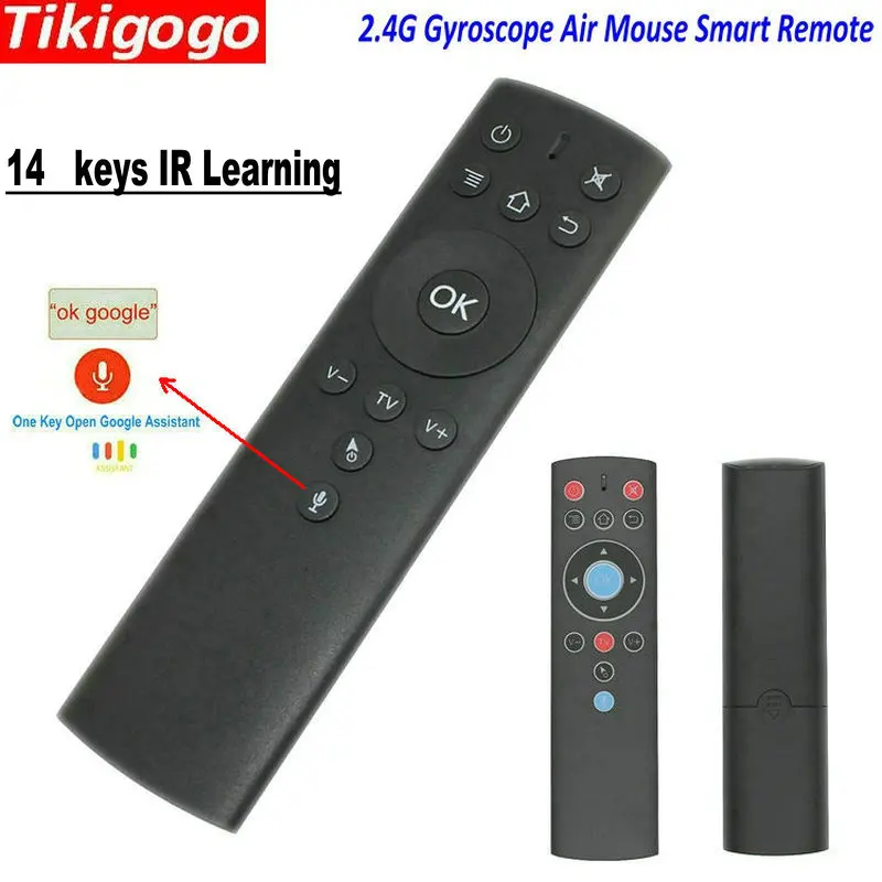 Tikigogo T1M гироскоп воздушная мышь 14 ИК обучающий микрофон для Google голосовой поиск для Android Smart tv Box PK G10 G20 s пульт дистанционного управления