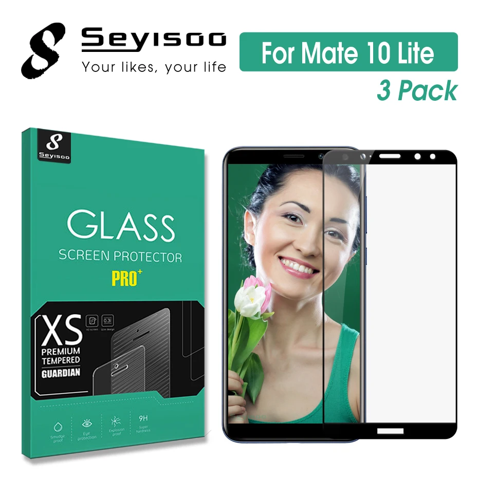 

[3 Pack] Original Seyisoo 2.5D Full Cover Tempered Glass Film For Huawei Mate 10 Lite Nova 2i Honor 9i 0.3mm 9H Screen Protector