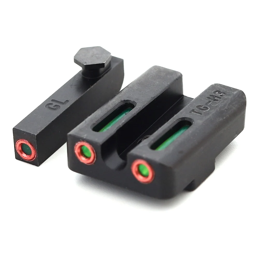 Боевой Нотч задние прицелы фокус-замок для Glock gear настоящий красный зеленый волоконно-оптический передний для Glock 17/17L/19/22/23/24/26/27/33/34/ - Цвет: green fiber