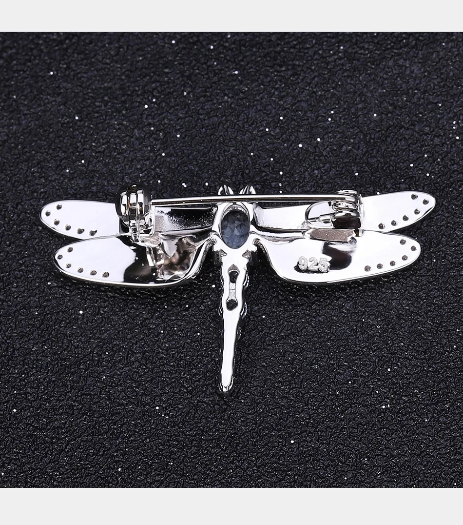 GEM'S BALLET, 1.05Ct, натуральный дымчатый кварц, брошь на булавке, хорошее ювелирное изделие, 925 пробы, серебро, ручная работа, стрекоза, броши для женщин