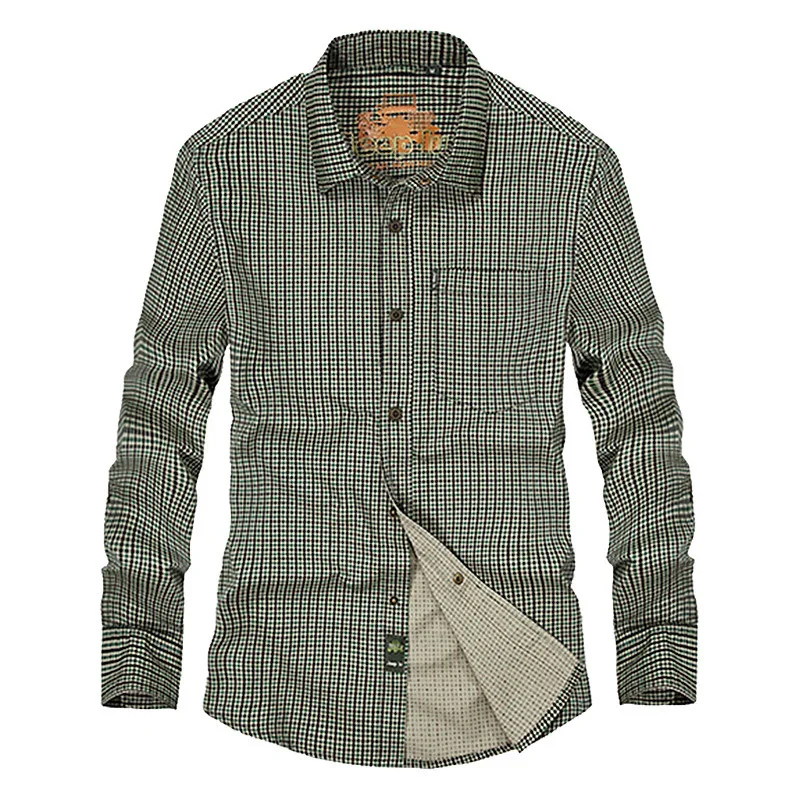 

Outdoor Men Spring Autumn Pure Cotton Grid Top Clothes Climbing Camping Fishing Travel Trekking Cargo Tactics Long Sleeve Shirt