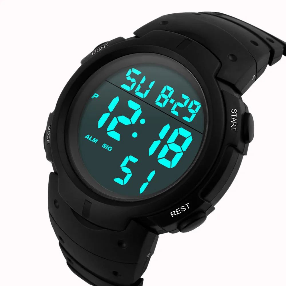 Fashion Waterproof Men's Boy LCD Digital Stopwatch Date Rubber Sport Watch Luminous wrist watch Luxury brands #20 | Наручные часы