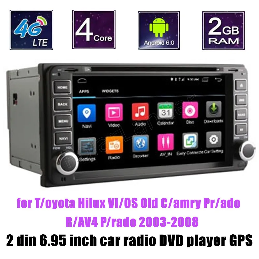 Android 6 0 радио четырехъядерный автомобильный dvd плеер стерео для Toyota Hilux VIOS Old Camry Prado