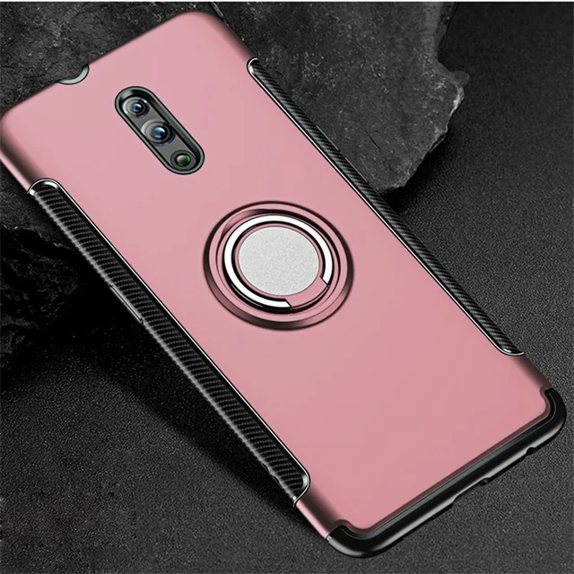 Розовый Чехол OPPO RENO, Роскошный чехол, защитный чехол для автомобиля, кольцо с защитой от магнетизма, ударопрочный чехол из ТПУ+ ПК для OPPO RENO CPH1921, чехол 6,4" - Цвет: Розовый