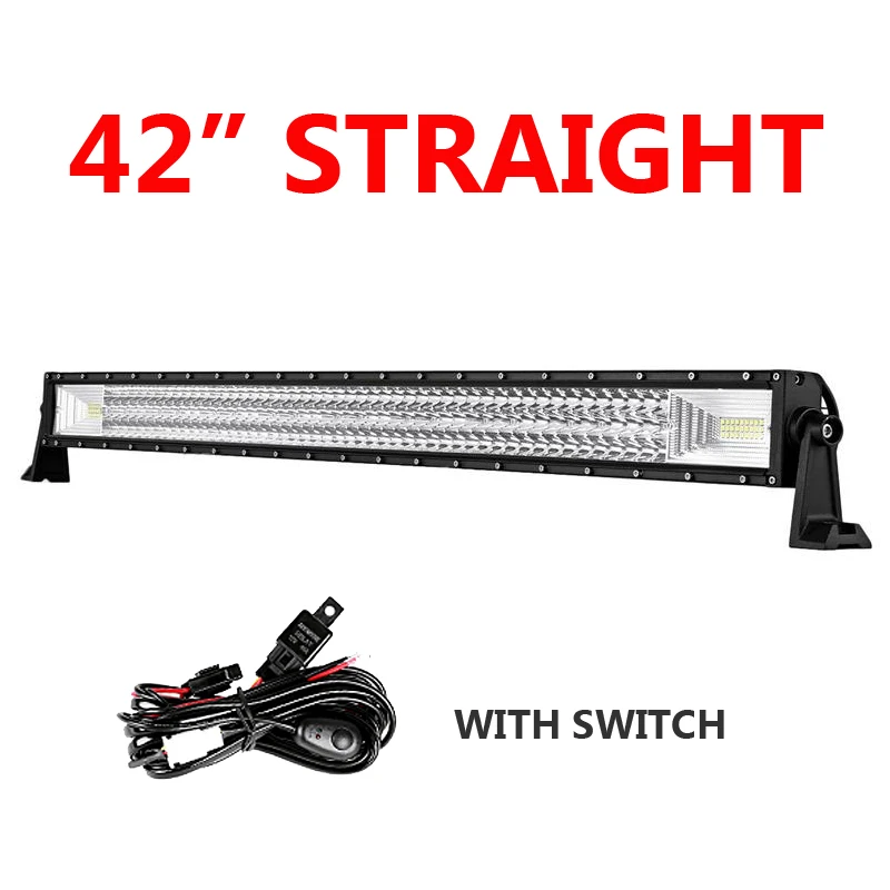 Oslamp 2" 34" 4" 50" 3 ряда прямой светодиодный светильник Бар Offroad Combo Луч светодиодный рабочий светильник для детей возрастом от 12v 24v для грузовиков, внедорожников, квадроциклов, наводненных 4x4 светодиодный бар - Цвет: 42inch with switch