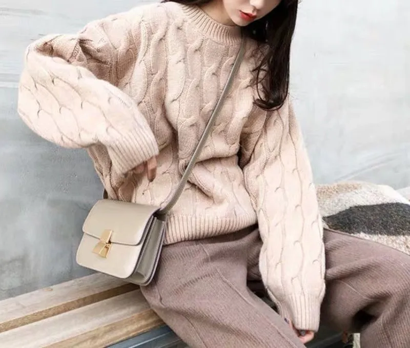 khaki Genayoa белый свитер женский винтажный свитер с круглым вырезом женские трикотажные джемперы Повседневный джемпер женский пуловер с длинным рукавом свитера - Цвет: khaki