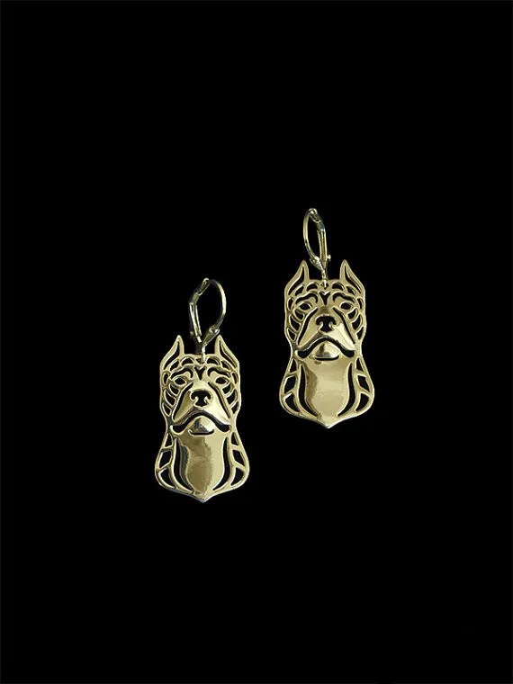 

New 2016 Unique Romantic Gold Silver Color Pit Bull Terrier Drop Earrings Wholesale Animal Earrings For Women Girl Aros