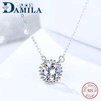 fashion round crystal 925 sterling silver pendant necklace for women cubic zirconia pendants with s925 silver necklace jewelry