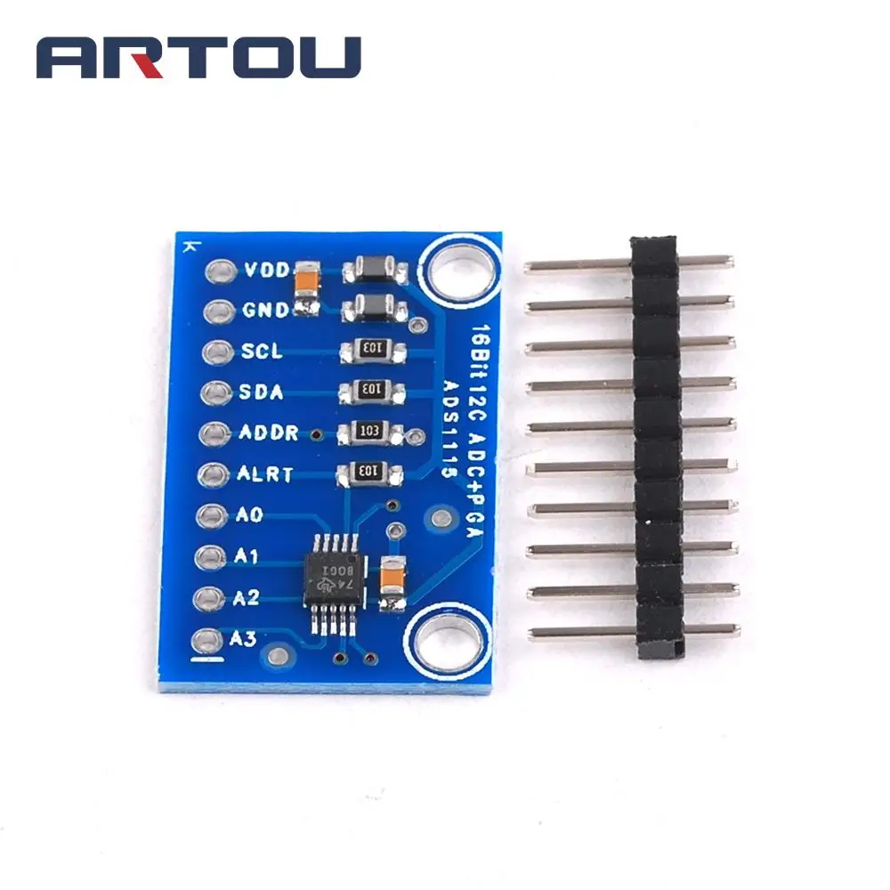 I2C ADS1115 16 бит ADC 4 канальный модуль с программируемым усилителем 2 0 В до 5 для Arduino