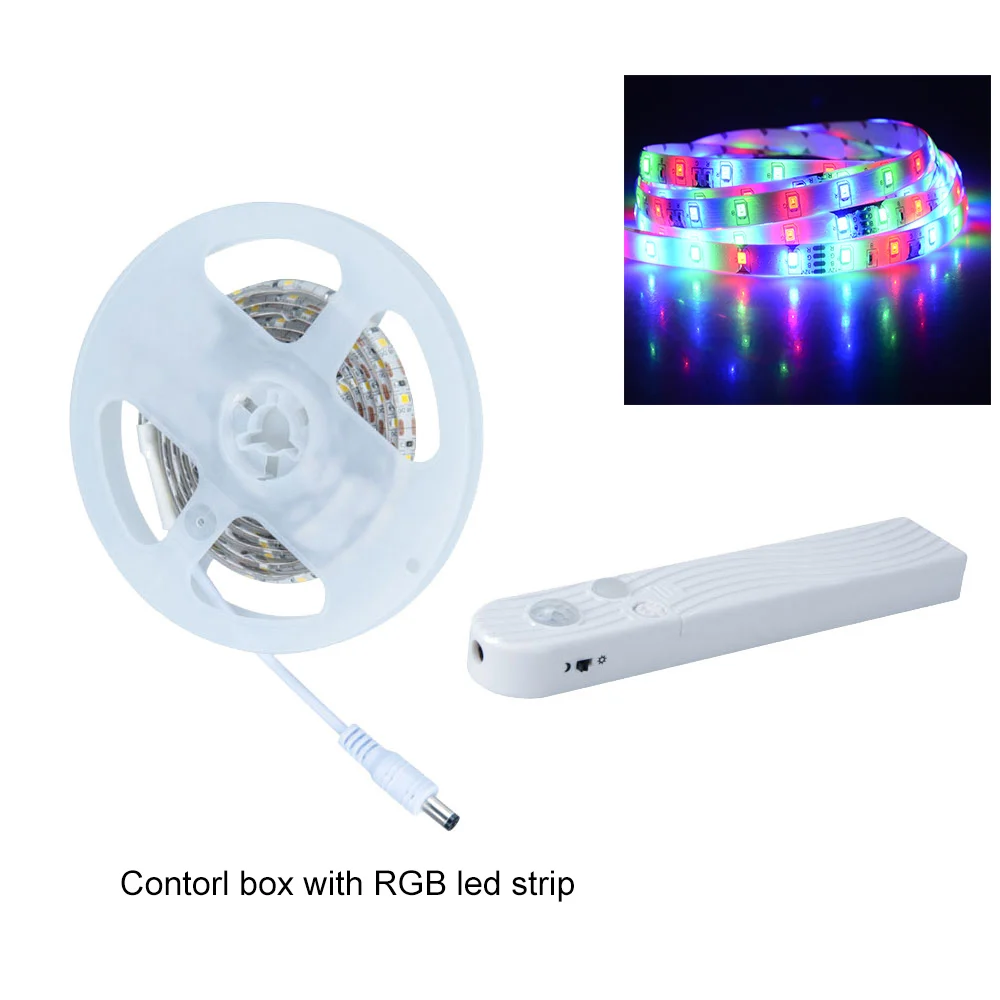 type 7 Foxanon RGB светодиодный светильник PIR датчик движения DC 5 в USB светодиодные ленты 2835 кровать Ночной светильник шкаф лампа лента ТВ ПОДСВЕТКА - Испускаемый цвет: type 7
