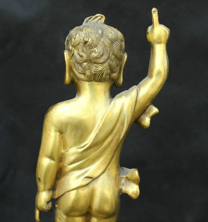 Chinese Temple Fengshui Lucky Money Brass Statue Sakyamuni Buddha Sculpture |