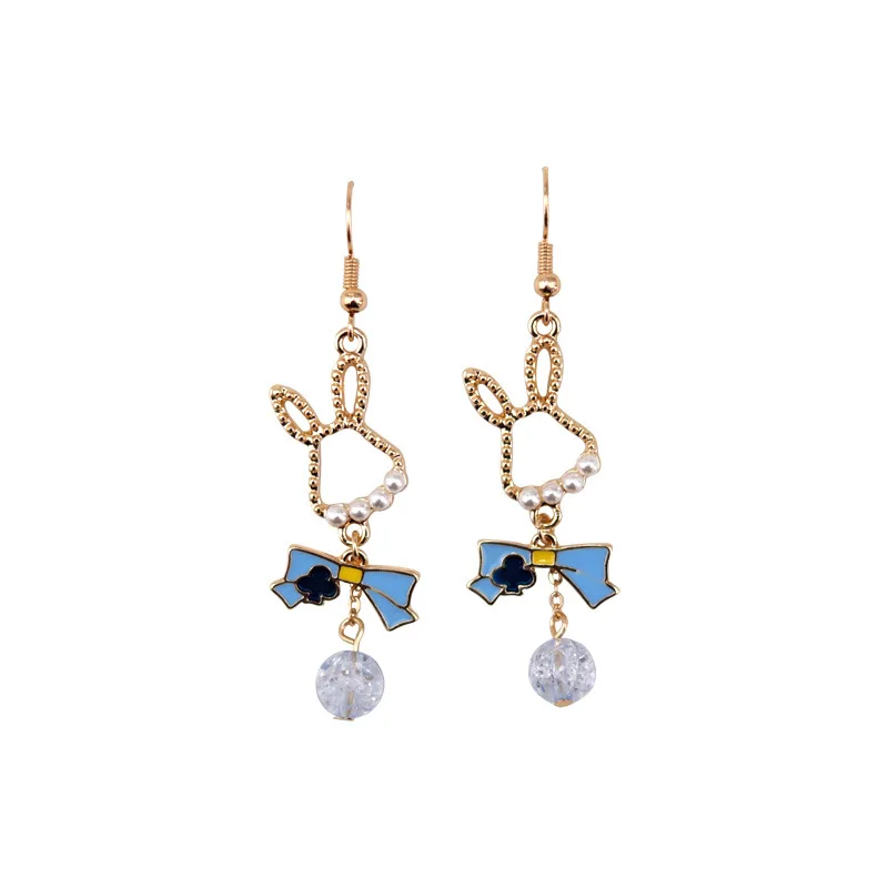 Japanese Bow Earrings Sweet Cute Cartoon Bunny Pearl Stud | Украшения и аксессуары
