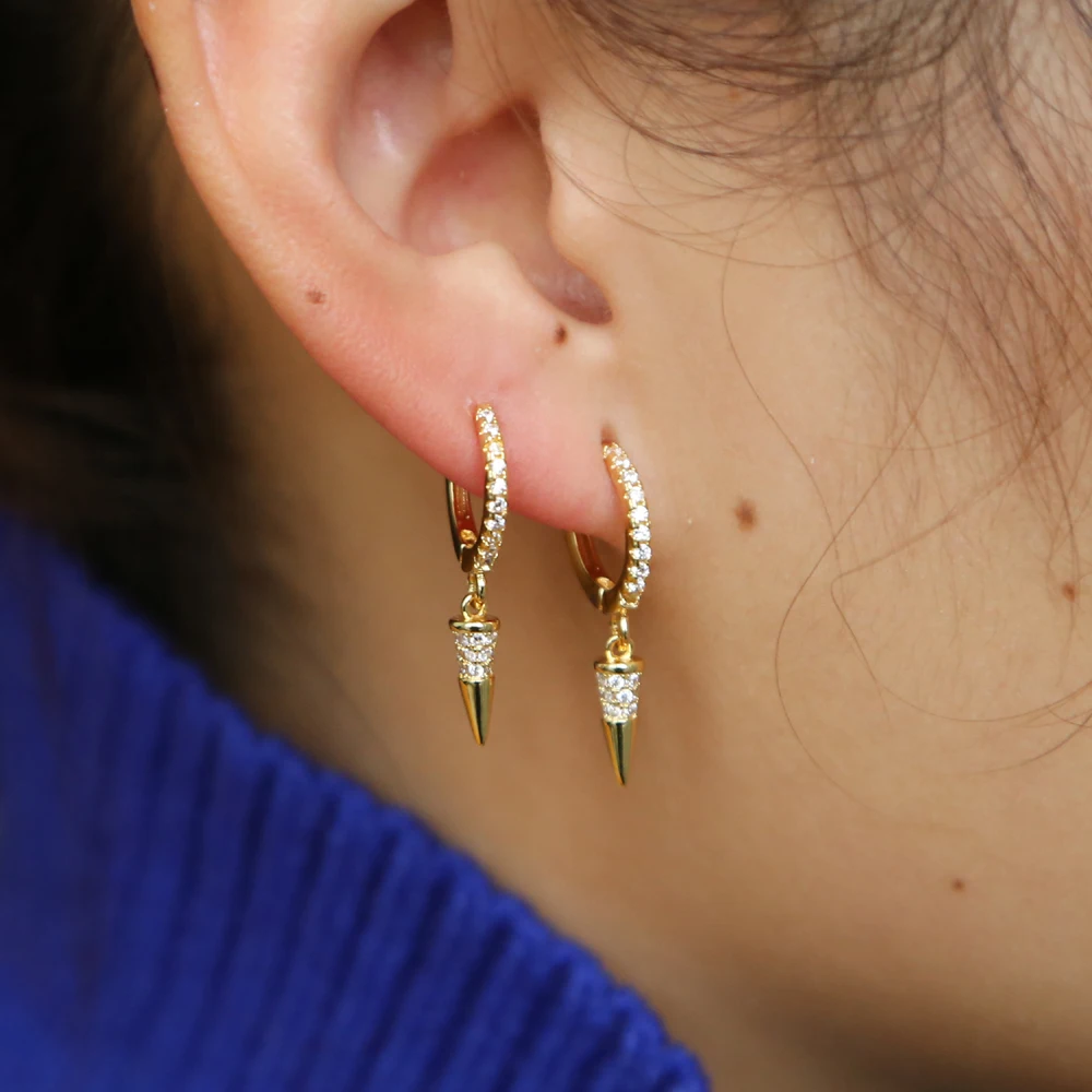 Женские серьги подвески с шипами золотого цвета Ювелирное Украшение для