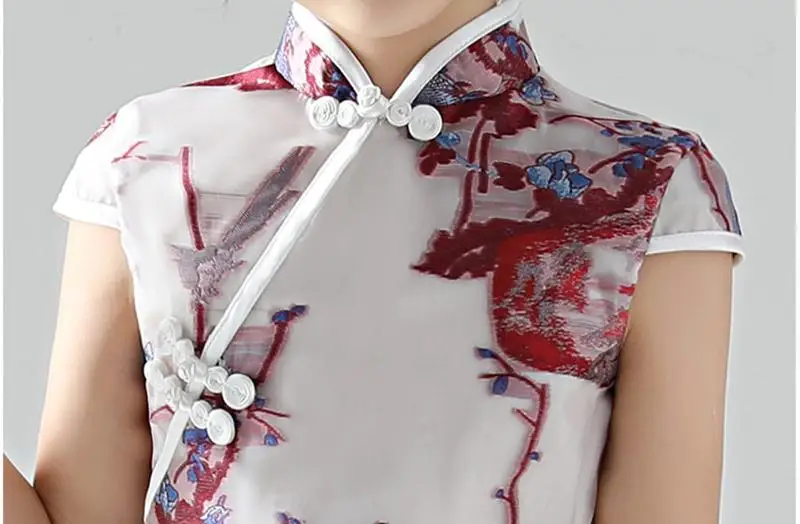 Платье Qipao для мамы и дочки платье Ципао с цветочной вышивкой вечерние платья