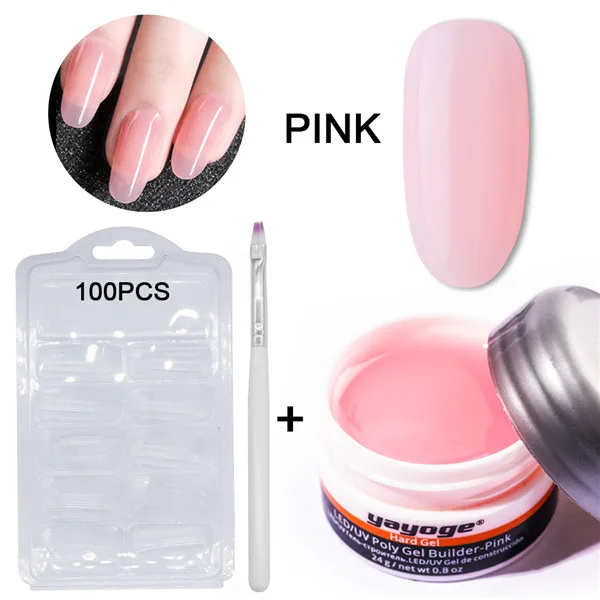 X17-Set01-pink Yayoge 24 мл набор гелей лак для наращивания пальцев uv гель-лак клей для замачивания краски кисти для дизайна ногтей - Цвет: X17-Set01-pink