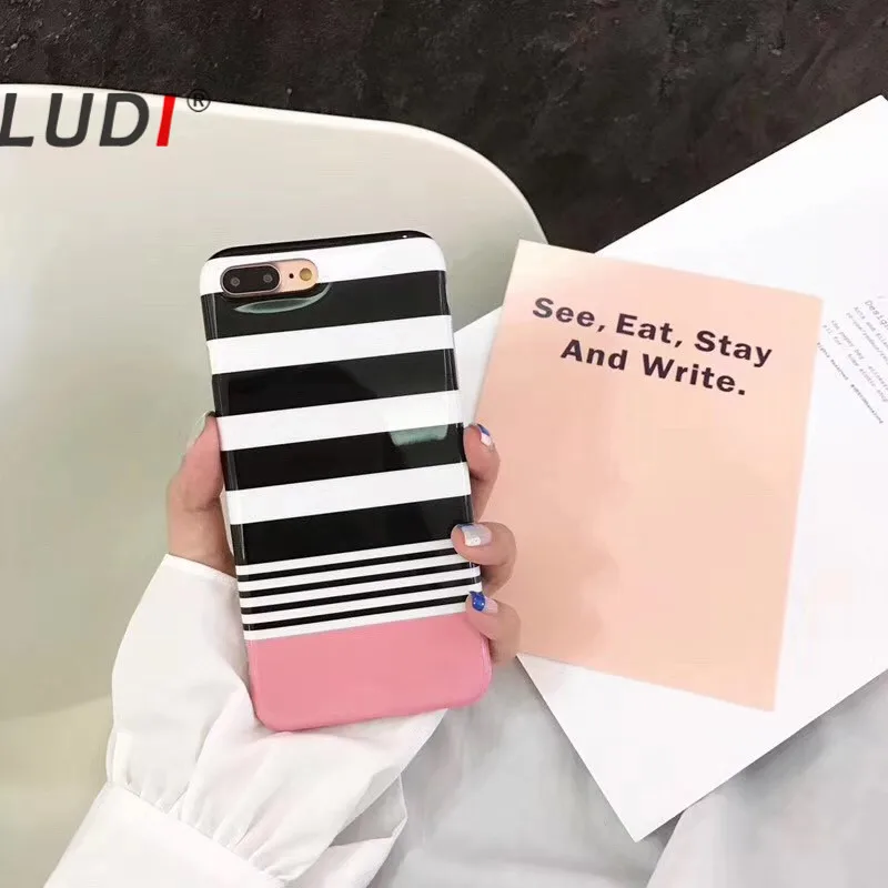 LUDI Корейский простой розовый черный чехол для телефона iPhone X 8 7 8plus Мягкий ТПУ