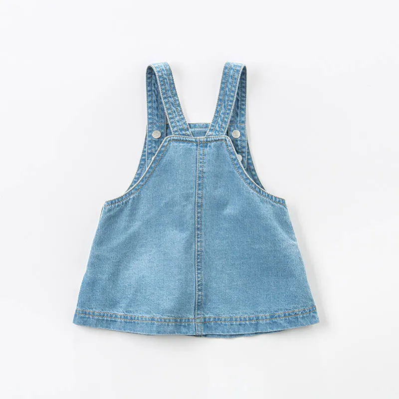 DBA6621 dave bella spring infant baby girl's denim dress fashion strap birthday suspenders toddler children clothes | Детская одежда