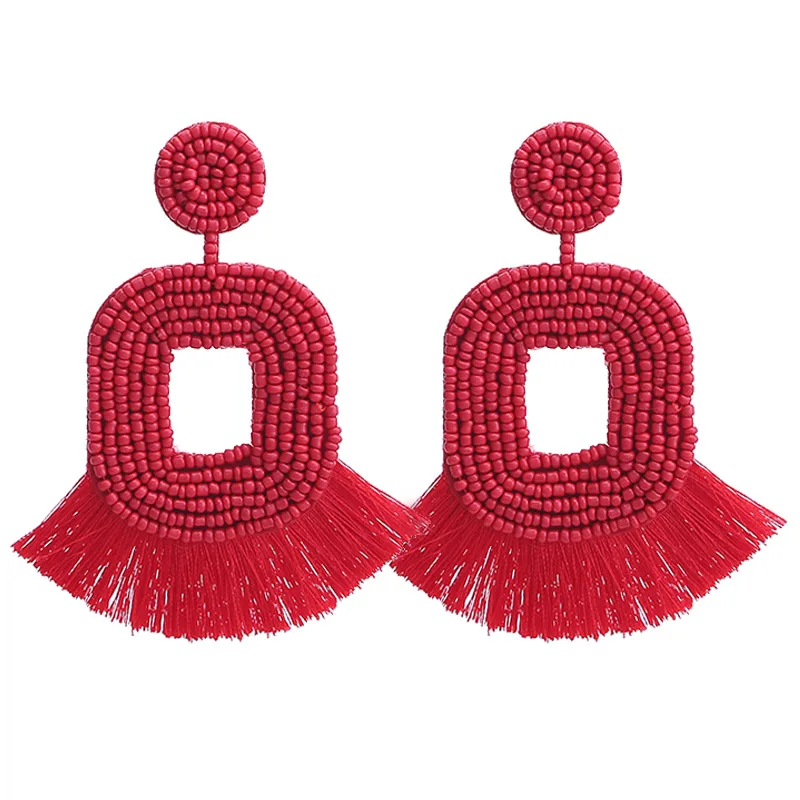 E1140 Red Sehuoran бусины Висячие серьги для женщин камень геометрический глаз серьги Boho треугольники дизайн себе ухо панк украшения для ушей, серьги - Окраска металла: E1140 Red