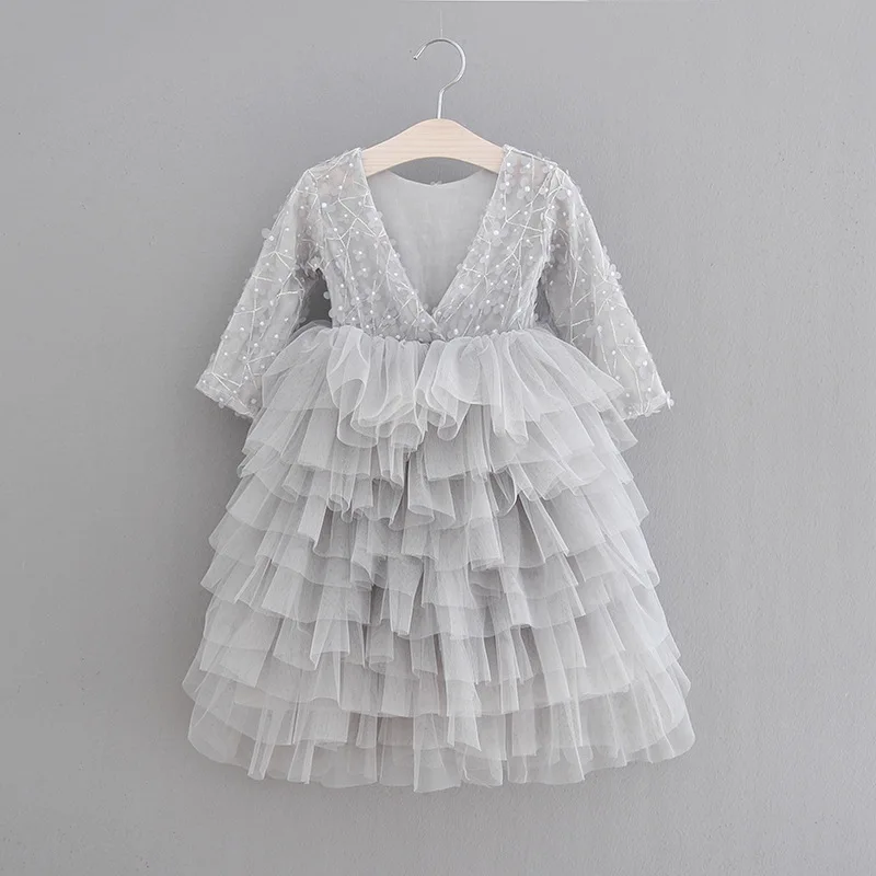 2018 Baby Girls Applique Flowers Tutu Lace Multi Color Dress Children Ruffles Backless Holiday Party Wholesale | Детская одежда и