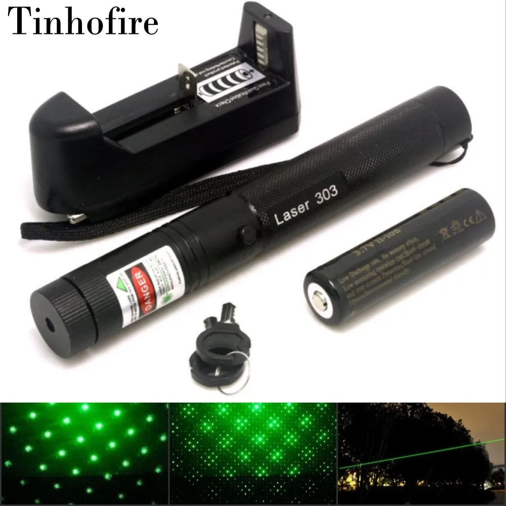 Зеленая лазерная указка Tinhofire Laser 303 5 МВт с регулируемым фокусным расстоянием и