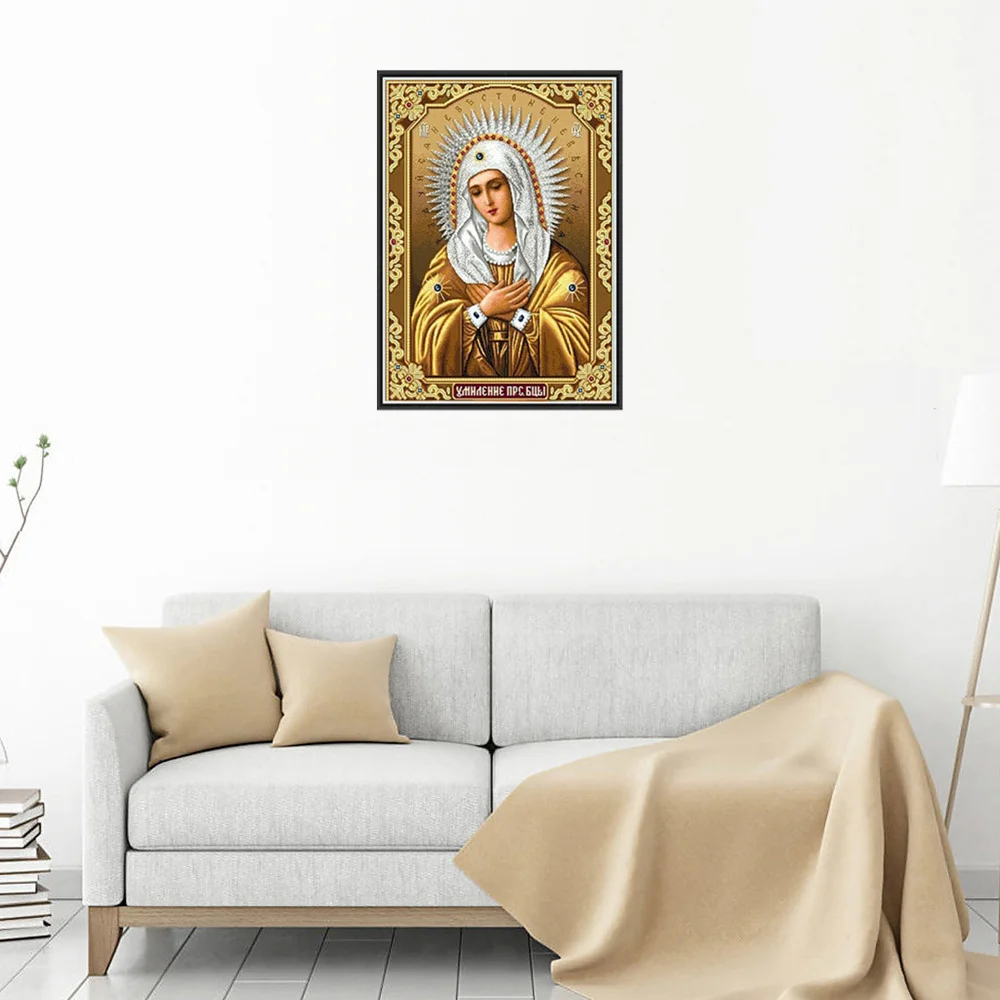 DIY 5D алмазная вышивка религиозные иконы кристальная круглая Алмазная картина