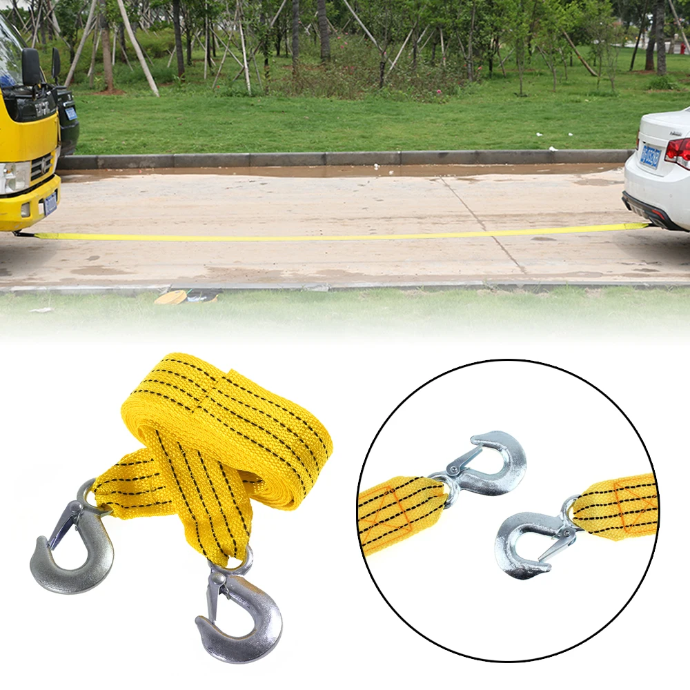 

3 Tons 4 Meter Universal Flsorescence Car Tow Cable Towing Strap Rope with Hooks