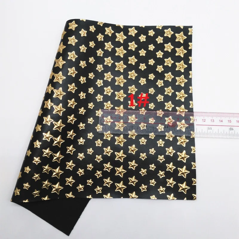 1 Glitterwishcome 21X29 см A4 Размеры винил для луков переливающийся рельефные звезды кожи Fabirc Искусственная кожа листов для Луки, GM280A - Цвет: 1