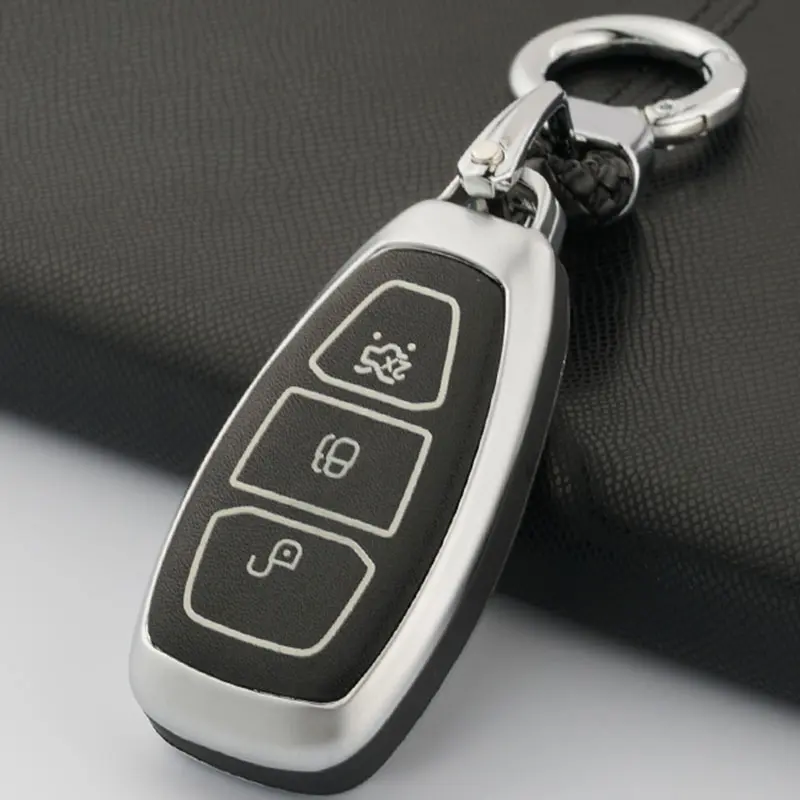 Кожаный чехол для ключей из цинкового сплава аксессуары автомобильный Ford Fiesta Focus