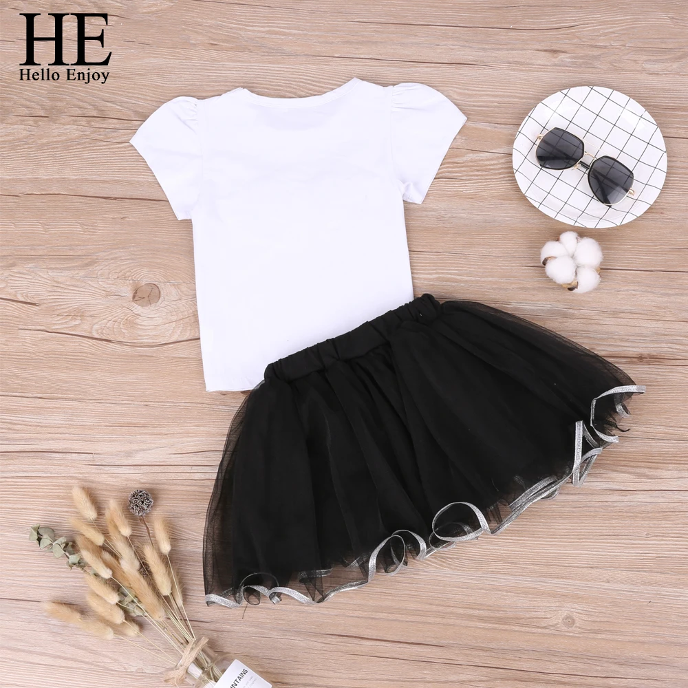 HE Hello Enjoy/детская одежда для девочек маленьких Футболка с ресницами + юбка
