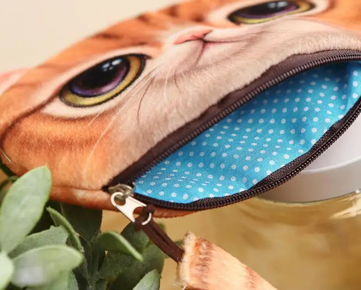 M214 с милым рисунком кота домашних животных Kitty с плюшевой подкладкой, с отделением для монет, кошелек для девочек Для женщин подарок