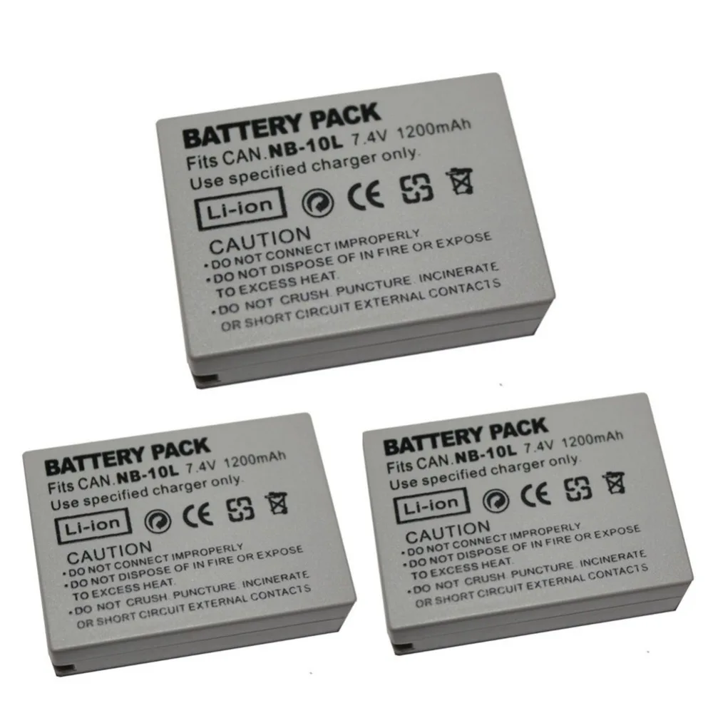 2 pcs 1200 mAh NB-10L NB10L Battery for Canon SX40HS SX50HS SX60HS SX40 SX50 SX60 HS Camera | Электроника