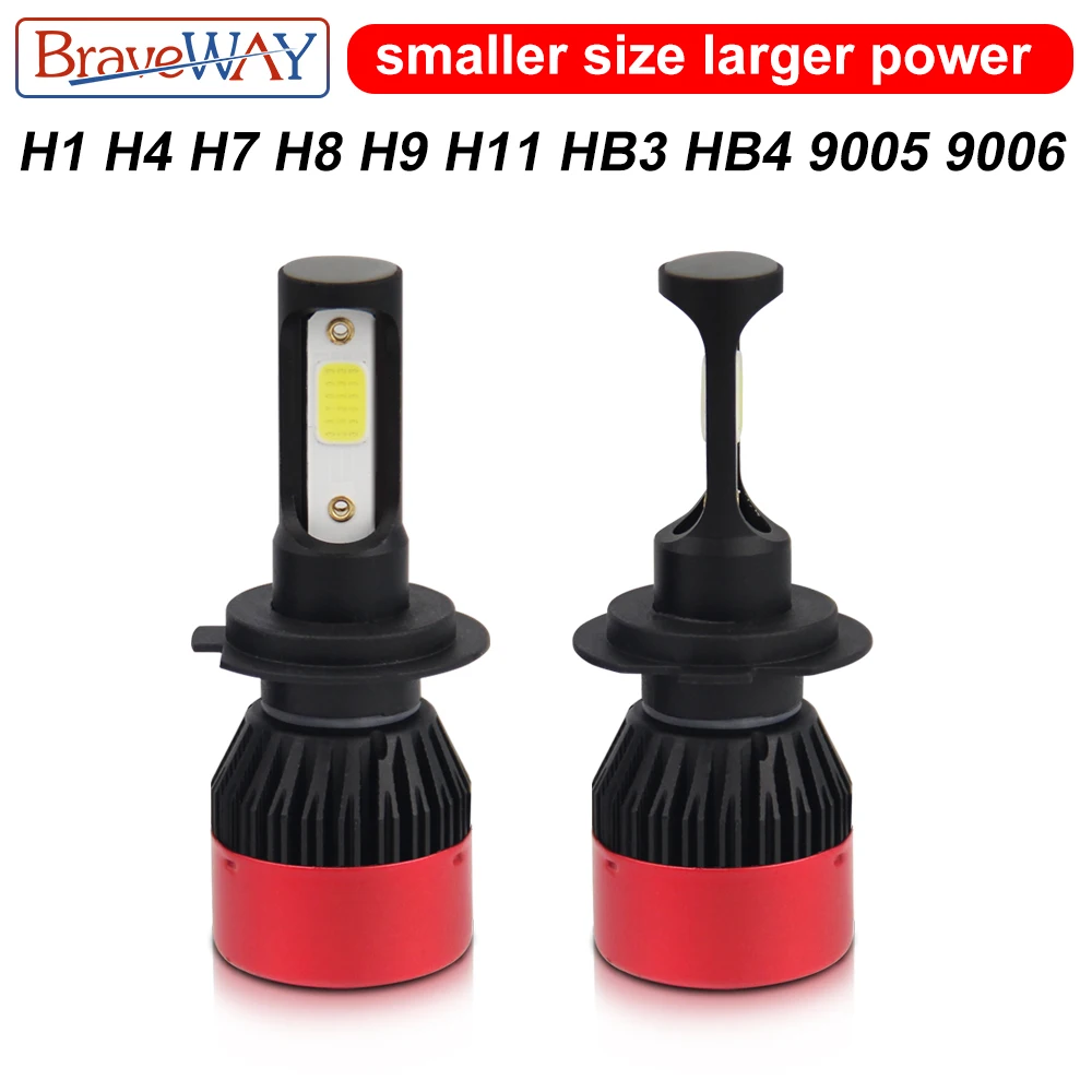 BraveWay H1 H4 H7 H8 H11 9005 HB3 9006 HB4 светодиодные лампы для автомобилей и мотоциклов головной