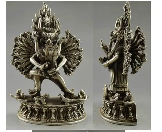 

Ручная работа, уникальный серебряный медный слон, декоративное старое тибетское медное покрытие, серебро в дополнение к злу Будды