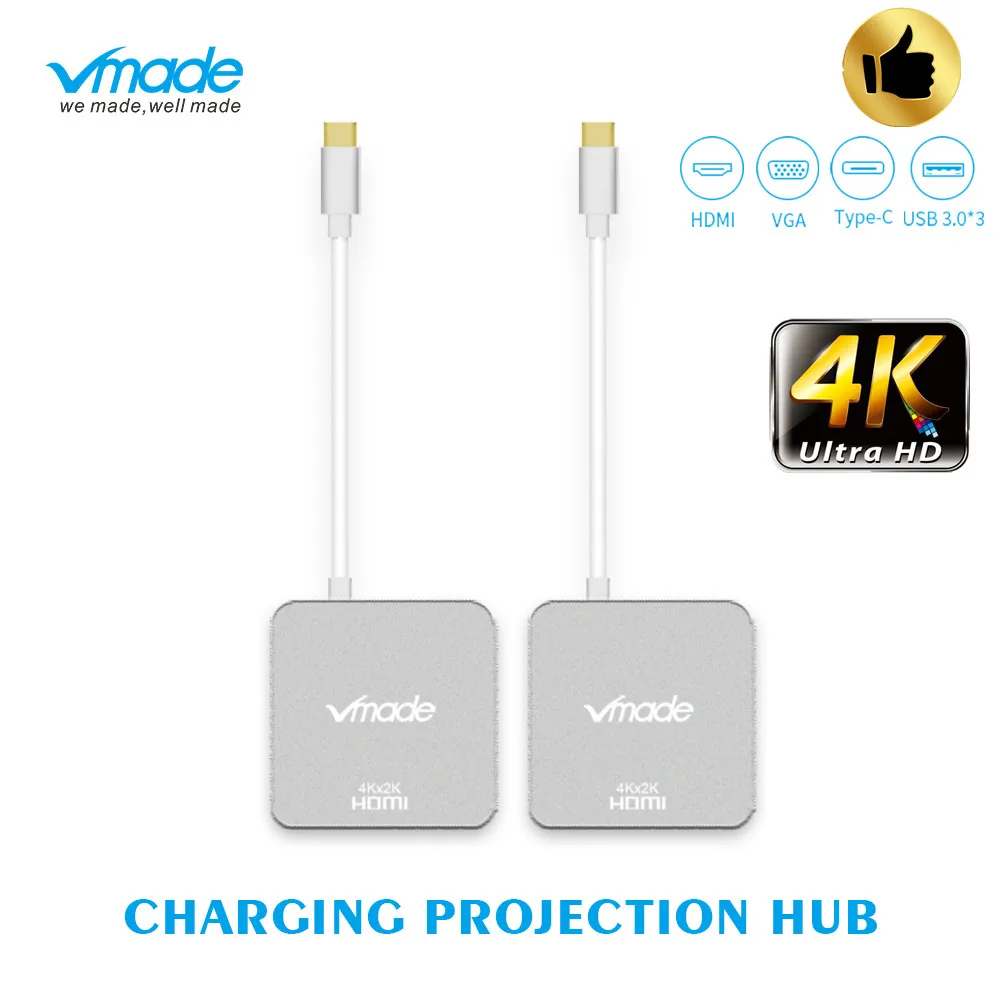 Type C 4 в 1 Thunderbolt 3 концентратор USB type C к HDMI 4K адаптер USB-C концентратор док-станция с тип-c питания для samsung S8 MacBook Pro