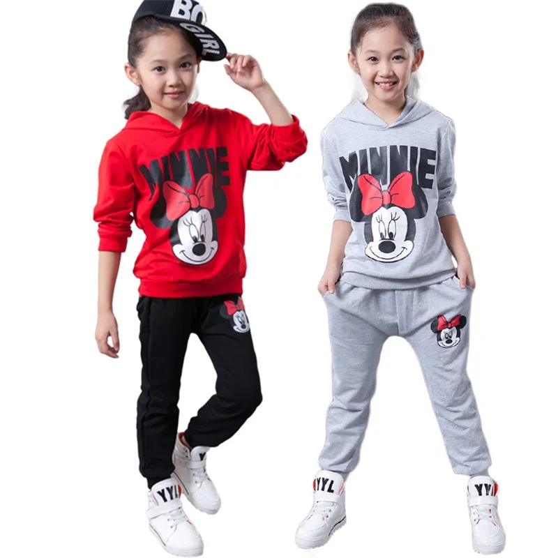 2016 Spring Autumn new minnie fashion baby girls clothing set kids Sport suit long sleeve hoodies+pants children clothes sets | Детская
