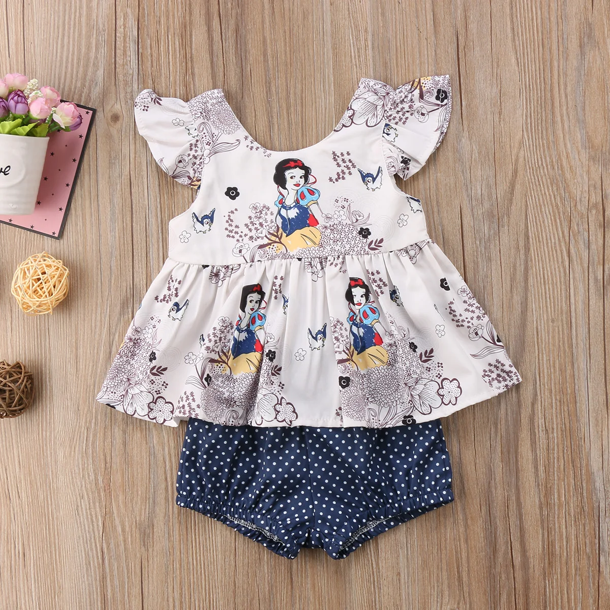2 шт. футболка с оборками и шорты в горошек для новорожденных|newborn infant|baby girlbaby girl