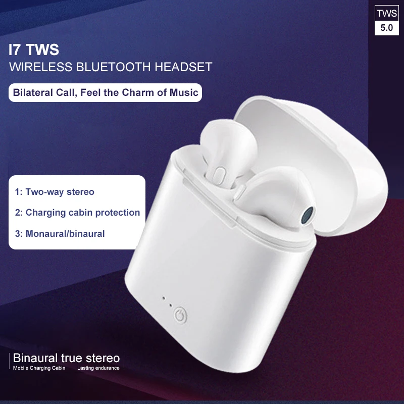 I7S TWS mini Bluetooth 5 0 наушники двусторонний звонок с микрофоном беспроводная зарядная