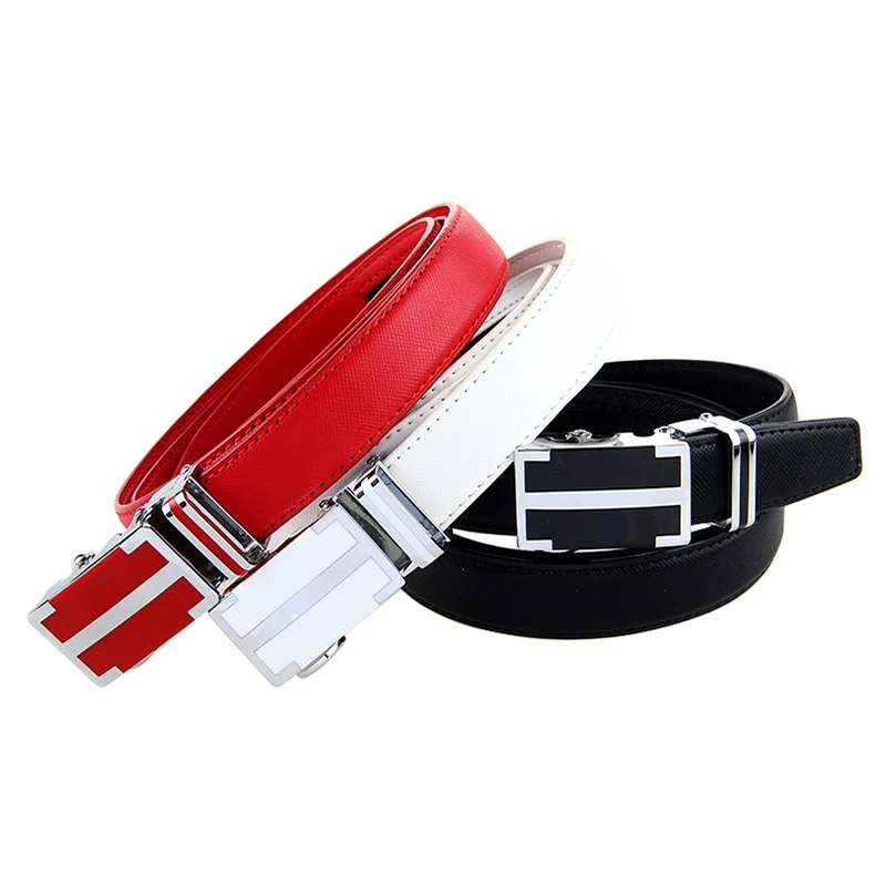 Hot Sale Feminine Leather Belt White Black Red Automatic Cowhide Belt Straps Woman Belt Leather Luxury Brand Style Belt