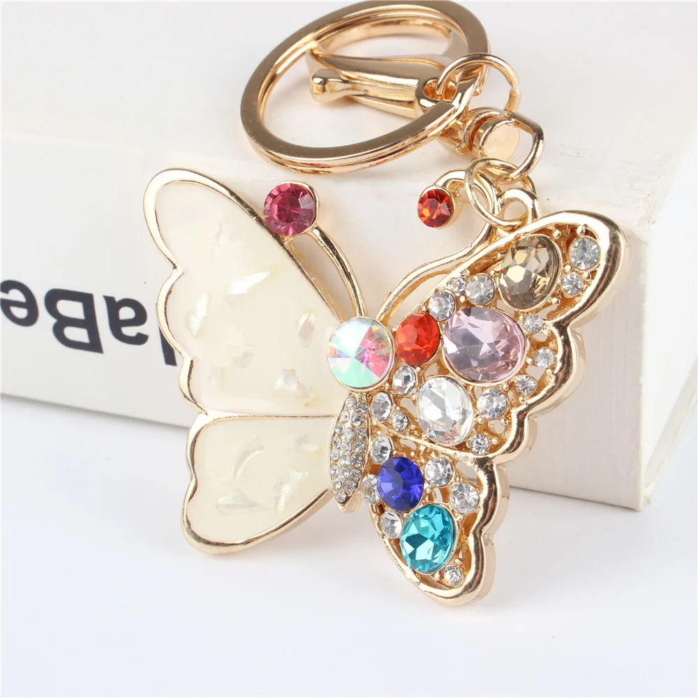 

Butterfly Pendant Charm Rhinestone Crystal Purse Bag Keyring Key Chain Accessories Wedding Party Holder Keyfob Gift