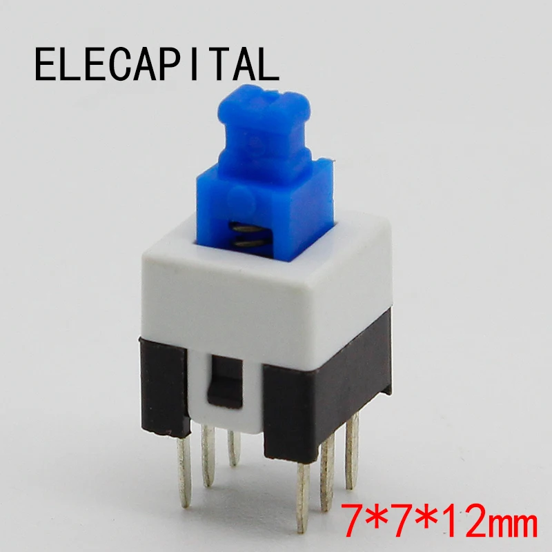 

30pcs/lot Square 7x7x12mm 6 Pin DPDT Mini Push Button Self-locking Switch G64 Multimeter Switch Free Shipping