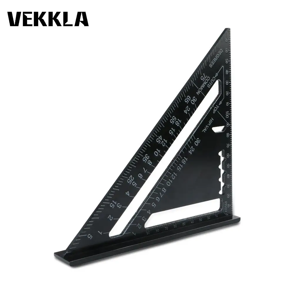 

1Pc 7 Inch Metric Aluminum Alloy Black Triangular Measuring Ruler Woodworking Ruler Angle Protractor Gauge DIY Measuring Tool
